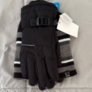 Black and Gray Gloves with Striped hat